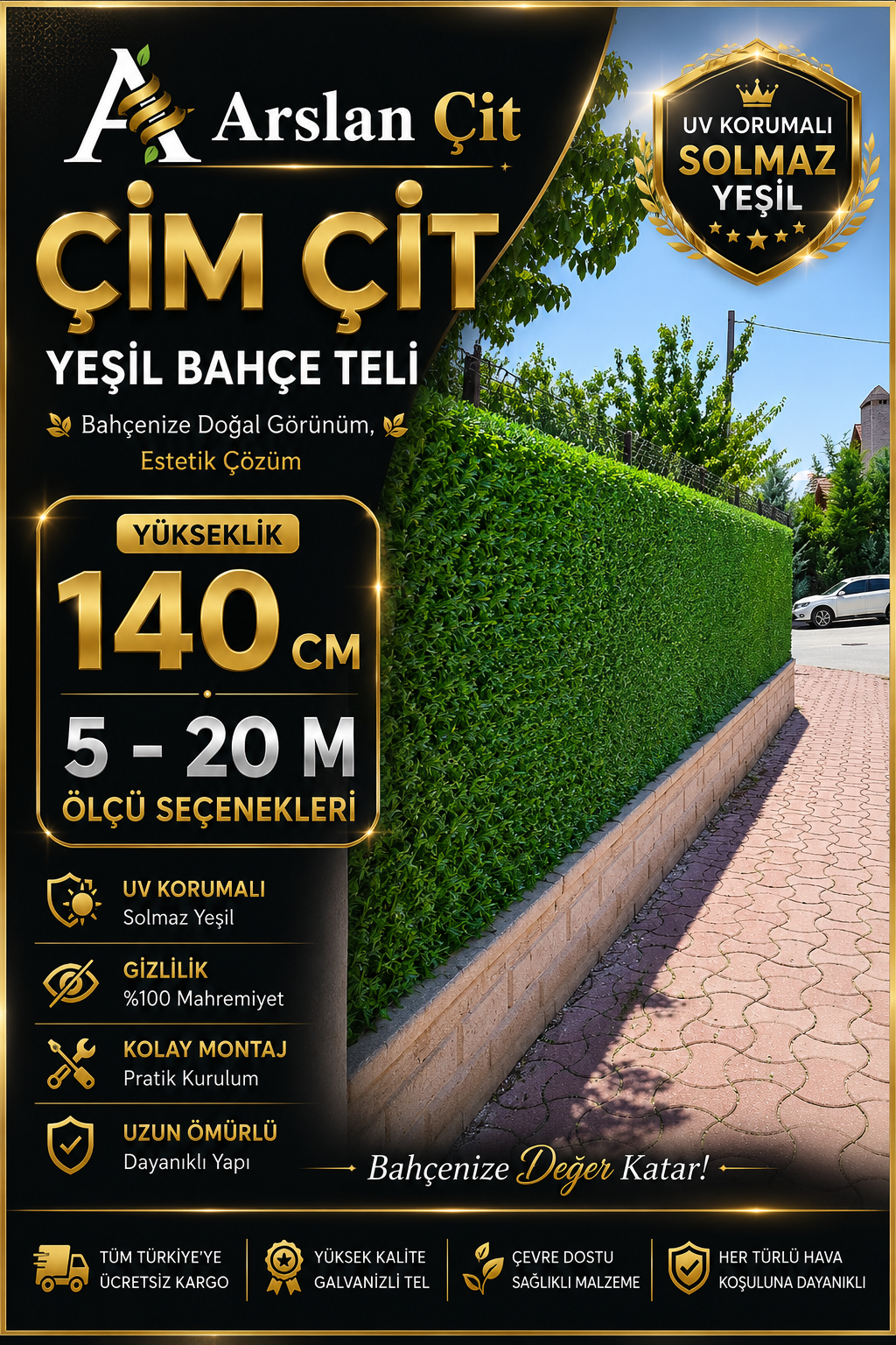 140CM x ( 5M-20M Arası ) Yeşil Çim Çit Örgülü Bahçe Teli Yüksek Kalite Geniş Ölçü Seçenekler