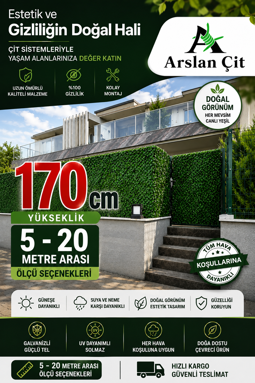 170CM x ( 5M-20M Arası ) Yeşil Çim Çit Örgülü Bahçe Teli Yüksek Kalite Geniş Ölçü Seçenekler