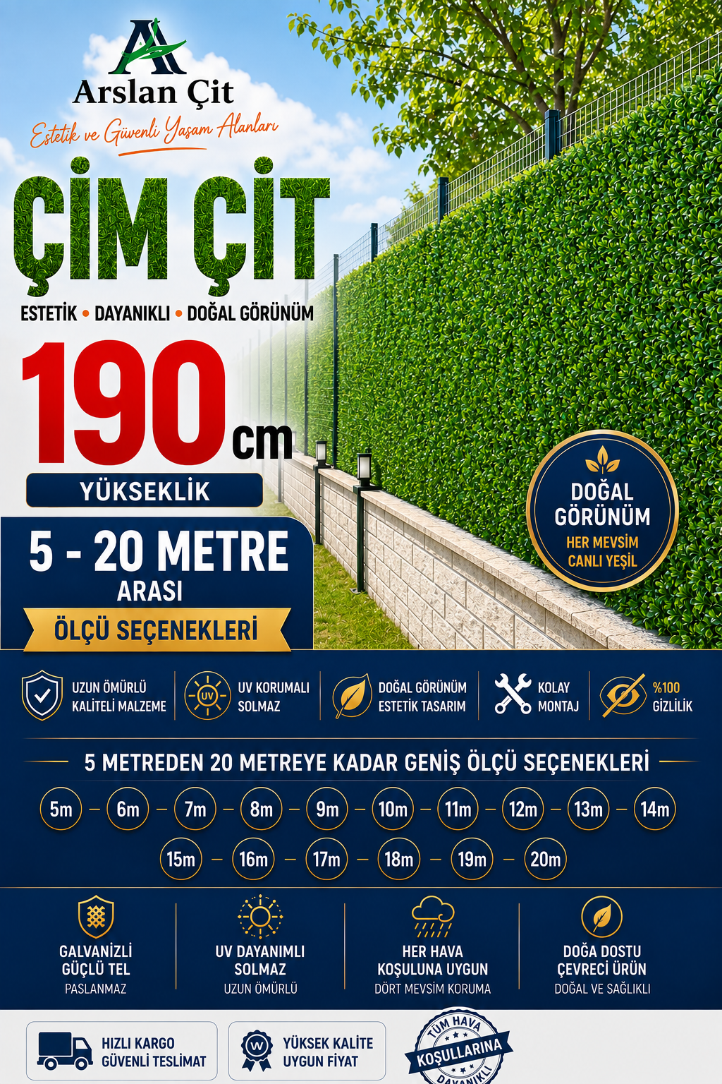 190CM x ( 5M-20M Arası ) Yeşil Çim Çit Örgülü Bahçe Teli Yüksek Kalite Geniş Ölçü Seçenekler
